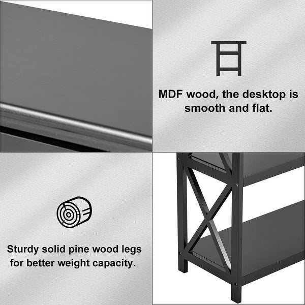 EROMMY 3-Tiered Classic X Design Sofa Table