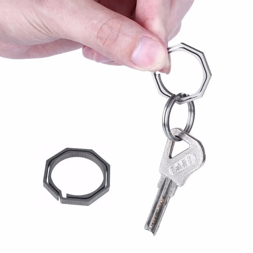 Free Shipping 20mm TC4 Ti Pocket Hook Buckle Key Gadget edc Gear Camp Hike Outdoor Clip Octagon Titanium Keychain