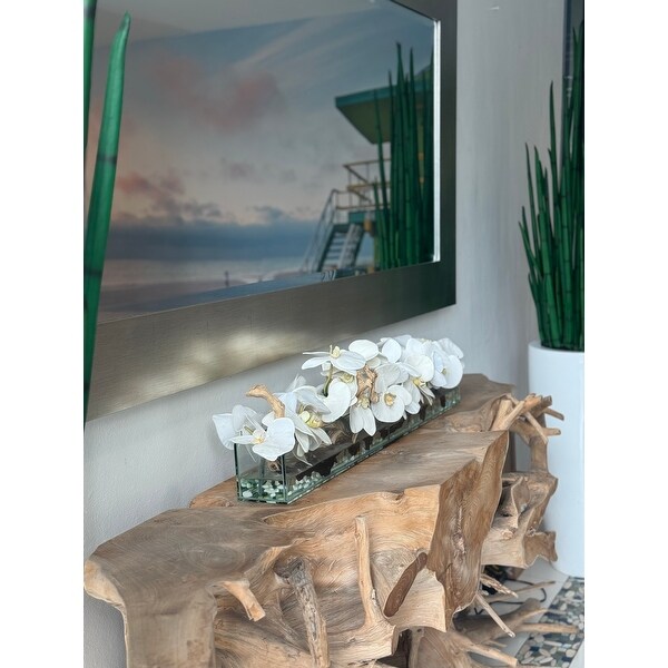 Casa Moderna Glass Plate Planter with Faux Orchids