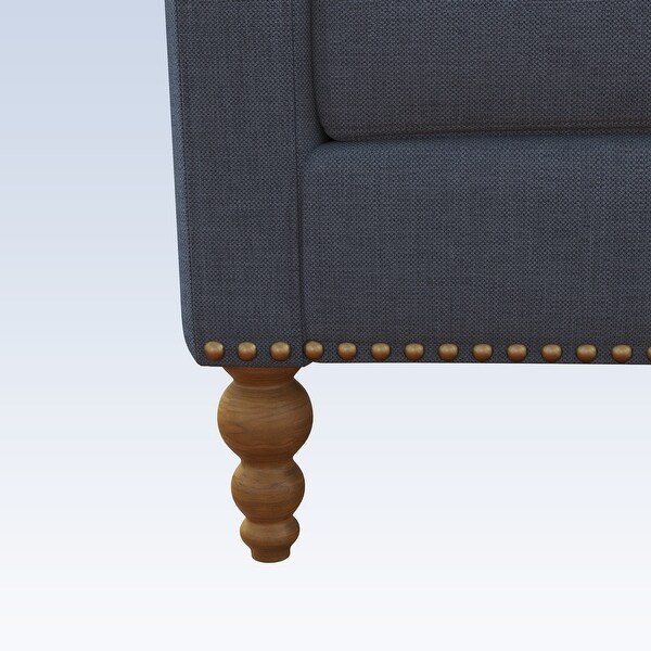 Modern Armchair Accent Chair with Bronze Nailhead Trim Wooden Legs