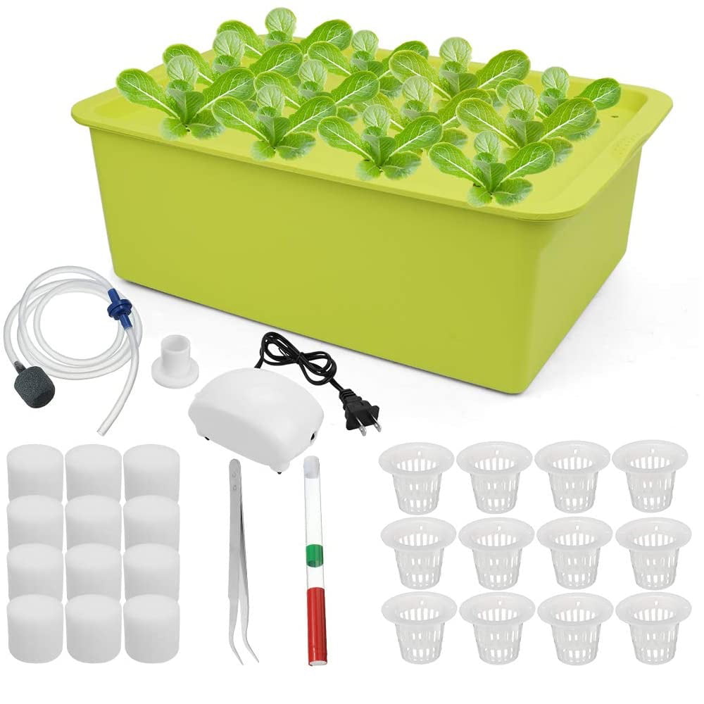 Flantor 12 Sites Bucket Indoor Spots Hydroponic System Growing Kit - Indoor Garden Herb Seed Starting Kit Green