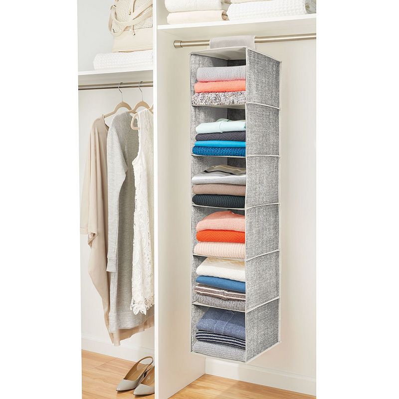 mDesign Fabric Over Rod Hanging Closet Storage Organizers Set of 2