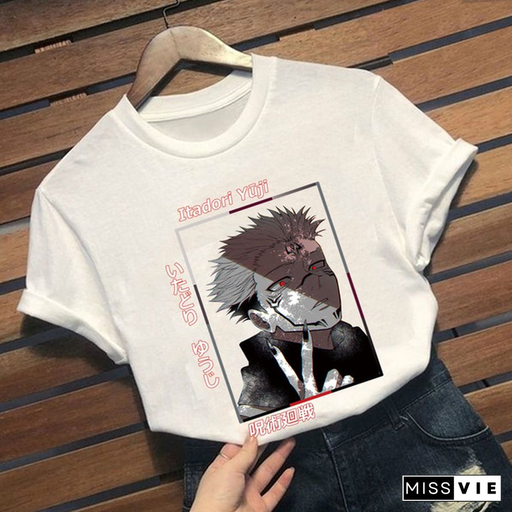 Itadori Yuji T-Shirt Halloween Round Neck Tees Cozy Cotton Tops Jujutsu Kaisen