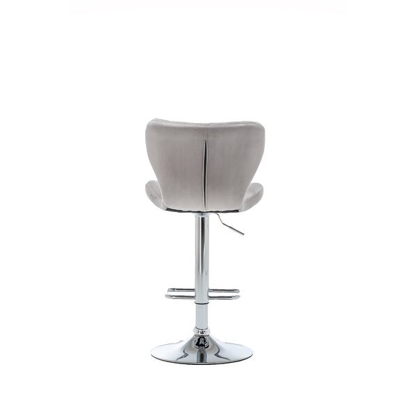 BTEXPERT Upholstered Grey Adjustable Swivel Stool (Set of 2)