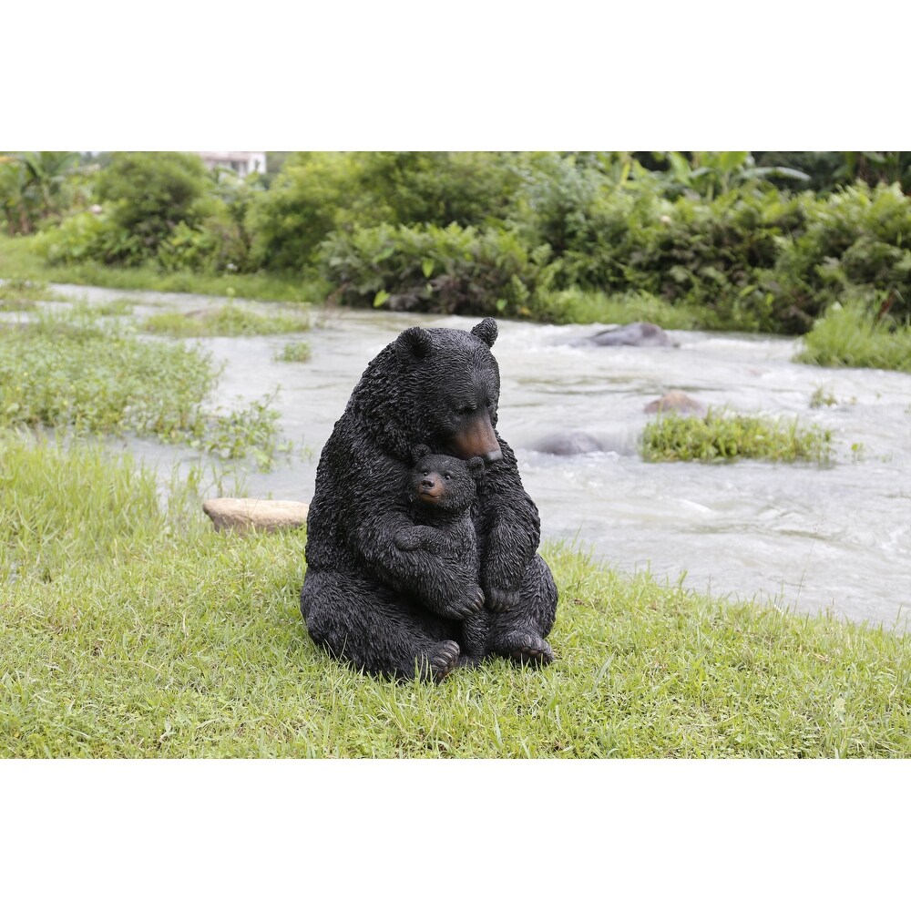 Large Black Bear Mother   Child Embracing