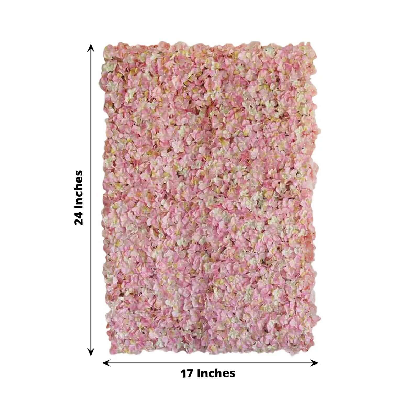 Pink / Cream UV Protected Hydrangea Flower Wall Mat Backdrop 4 Artificial Panels 11 Sq ft.