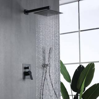 Satico Single Handle 1-Spray Tub and Shower Faucet Handheld Shower Combo with 10 in. Rain Shower Head in Black(Valve Included) SS88000DA