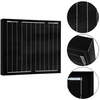 ACOPower 50-Watt 12-Volt All Black Mono Solar Panel Compatible with Portable Chest Fridge Freezer Cooler Panel HY050-12M