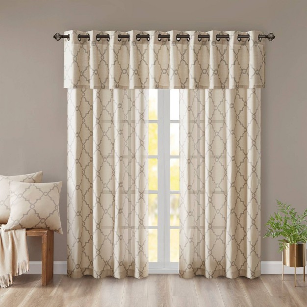 Sereno Fretwork Print Grommet Top Window Curtain Panel