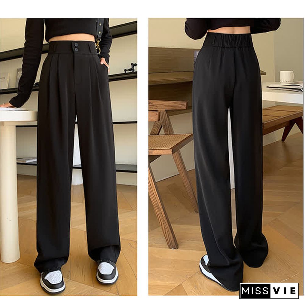 High Waist Wide Leg Double Button Drape Suit Pants