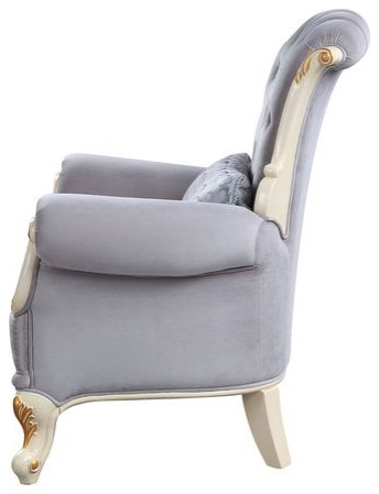 Acme Galelvith Chair With 2Pillows Gray Fabric   Victorian   Armchairs And Accent Chairs   by AMOC  Houzz