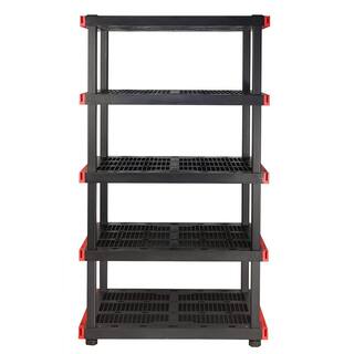 Black 5-Tier Plastic Garage Storage Shelving Unit (40 in. W x 72 in. H x 24 in. D) shelve-613