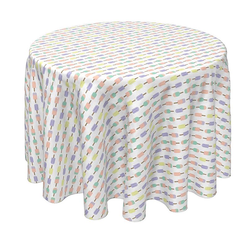 Round Tablecloth， 100% Polyester， 60 Round， Pastel Pops