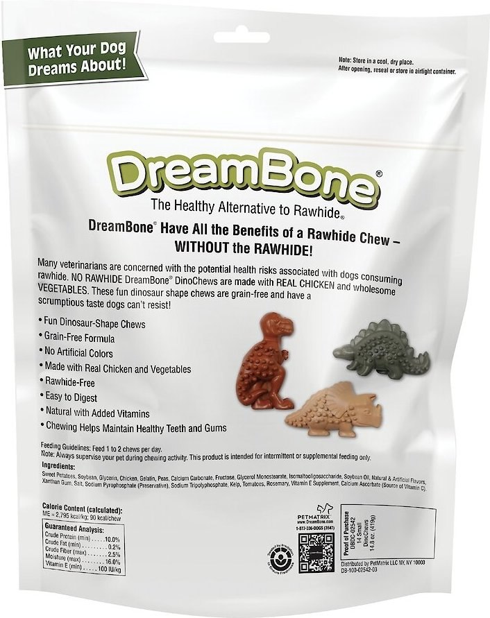 DreamBone DinoChews Dog Treats， 14 count