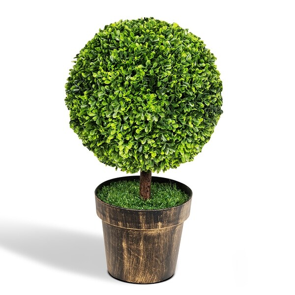 2PCS 22 Round Artificial Boxwood Topiary Tree Home Office Outdoor