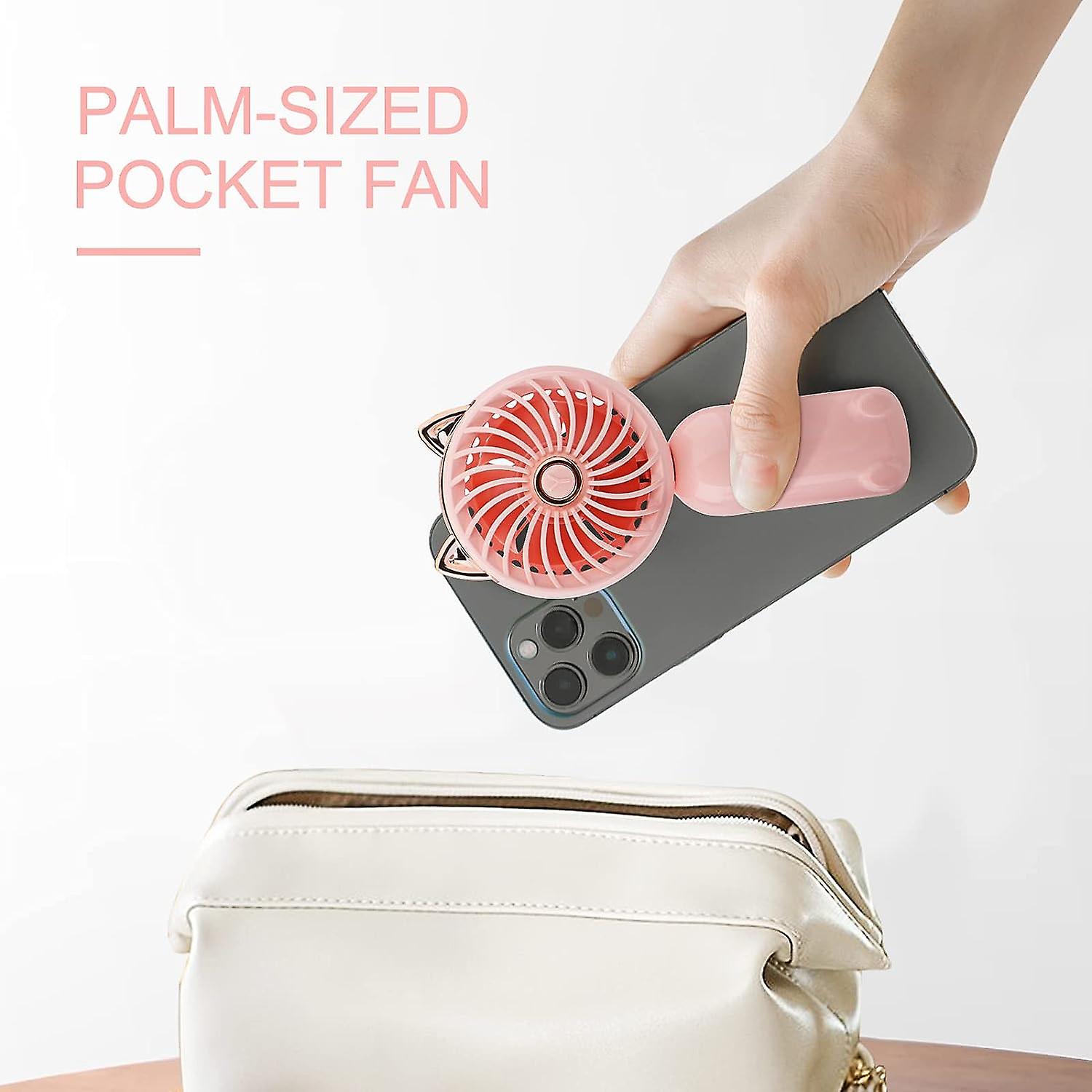 Portable Mini Fan With Rechargeable Battery And 3-speed， Outdoor Small And Cute Personal Electric Fan For Women/children， Foldable Fan For Bedroom