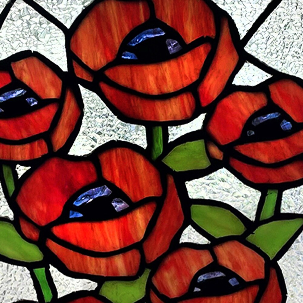 River of Goods Juliet River of Goods 16 Inch Red Flowers in Pot Stained Glass Window Panel   10\