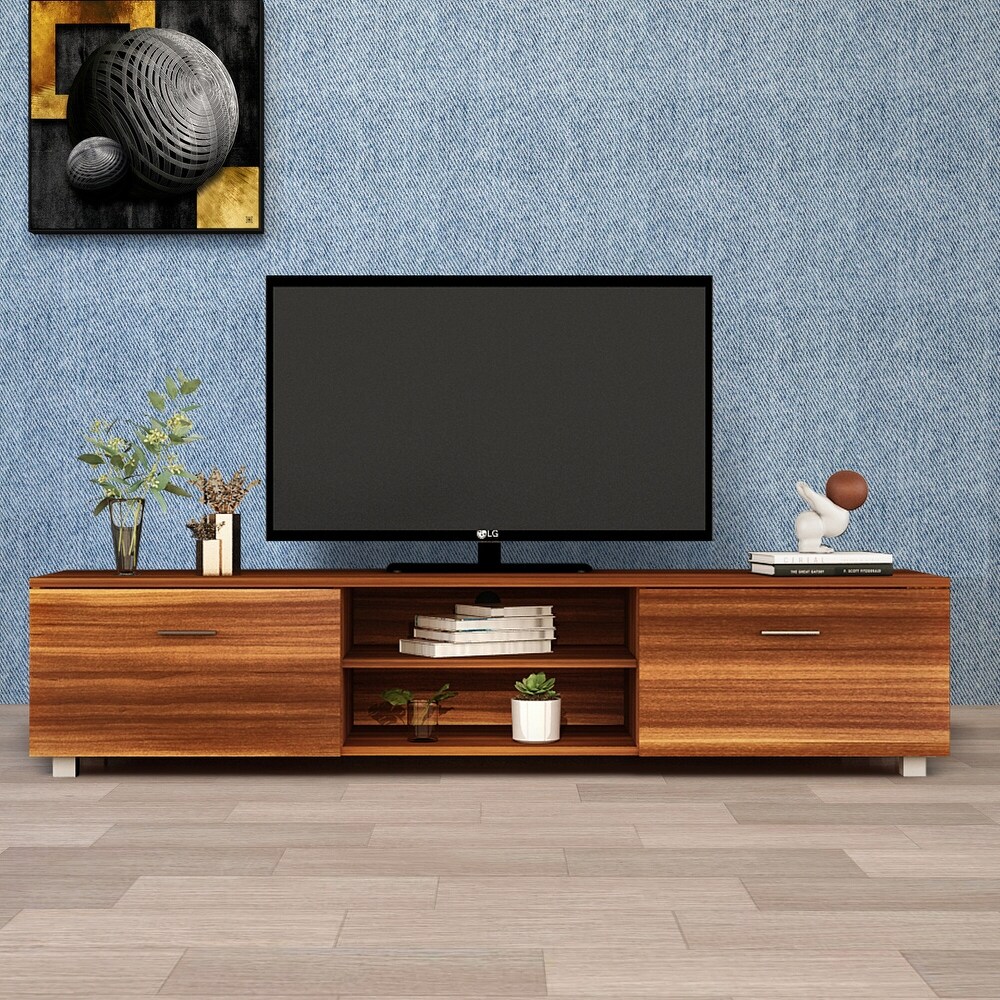 Walnut TV Stand for 70 Inch TV Stands  Media Console Entertainment Center Television Table