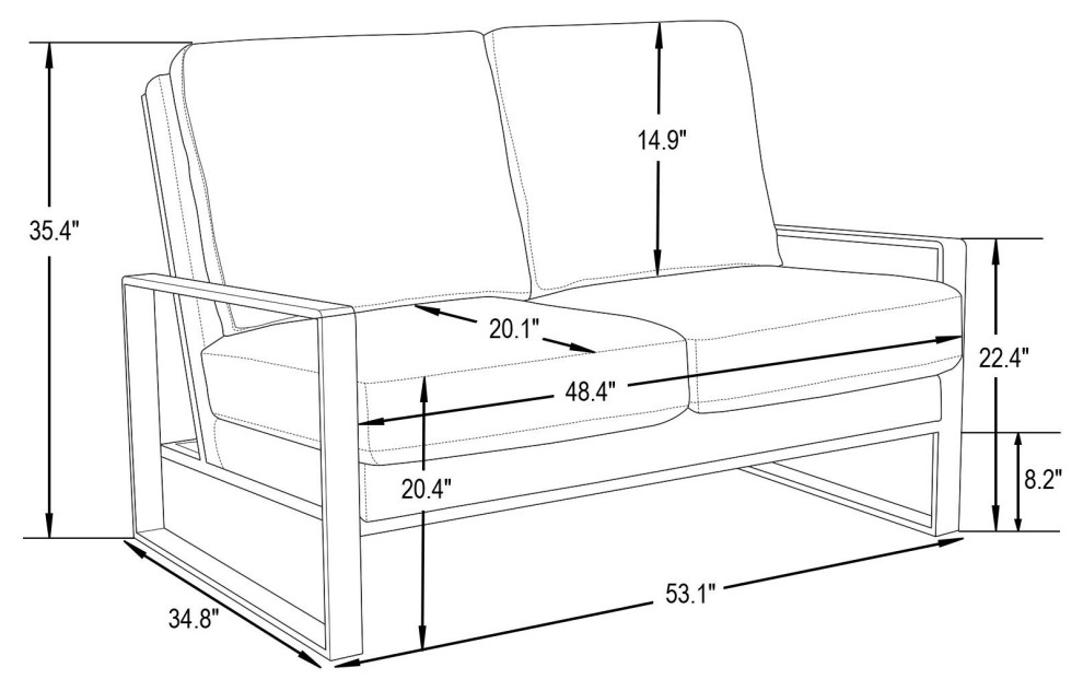 LeisureMod Jefferson Modern Design Velvet Loveseat With Silver Frame   Contemporary   Loveseats   by LeisureMod  Houzz