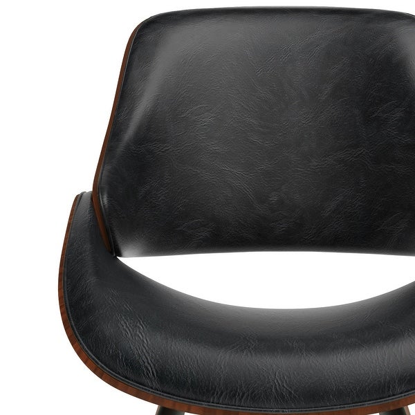 WYNDENHALL Malone Bentwood Dining Chair in Distressed Black Faux Leather - 20.9