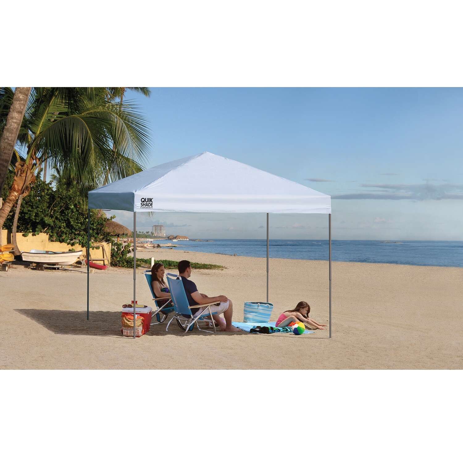 Quik Shade Expedition Polyester Peak Pop-Up Canopy 9.2 ft. H X 10 ft. W X 10 ft. L