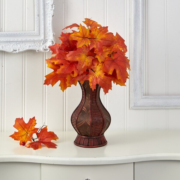 24 Autumn Maple Leaf Artificial Plant in Decorative Planter