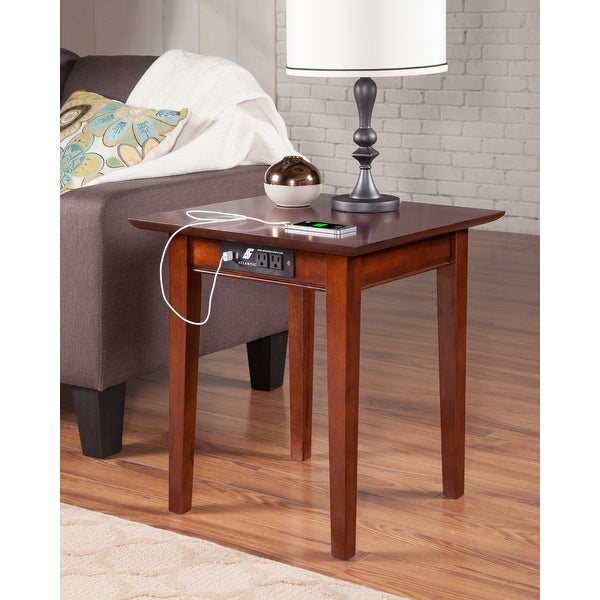 Shaker End Table with Charging Station in Walnut