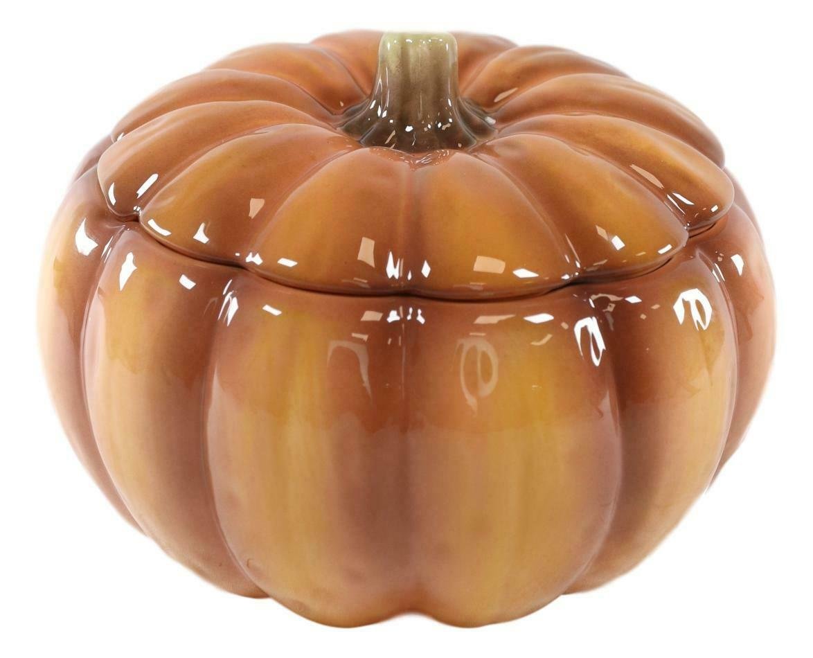 1 Home Kitchen Orange Ceramic Pumpkin Soup Or Dessert Bowl With Lid Set of 6 EBR02