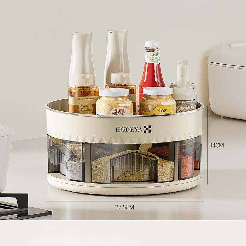 Rotating multifunctional condiment storage box