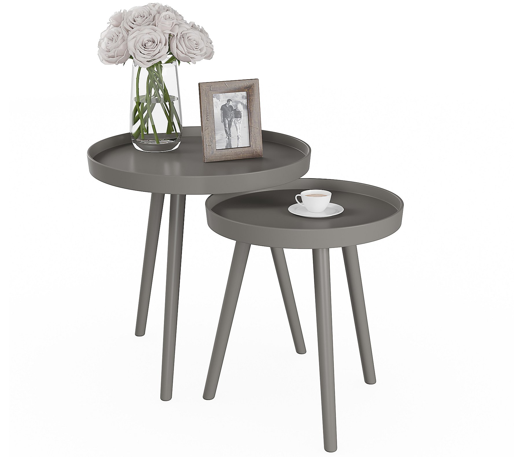 Lavish Home Set of 2 Round Nesting End Tables