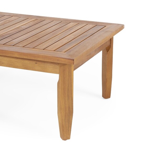 Sloane Outdoor Acacia Wood Coffee Table with Ottomanby Christopher Knight Home