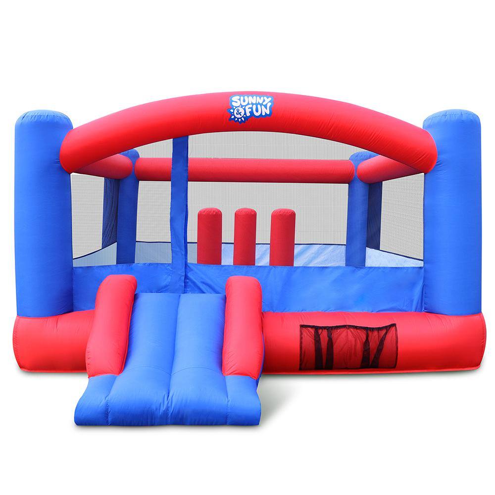 SUNNY  FUN Bounce House Inflatable Bouncy House for Kids Outdoor with Blower Blue SFWTR939