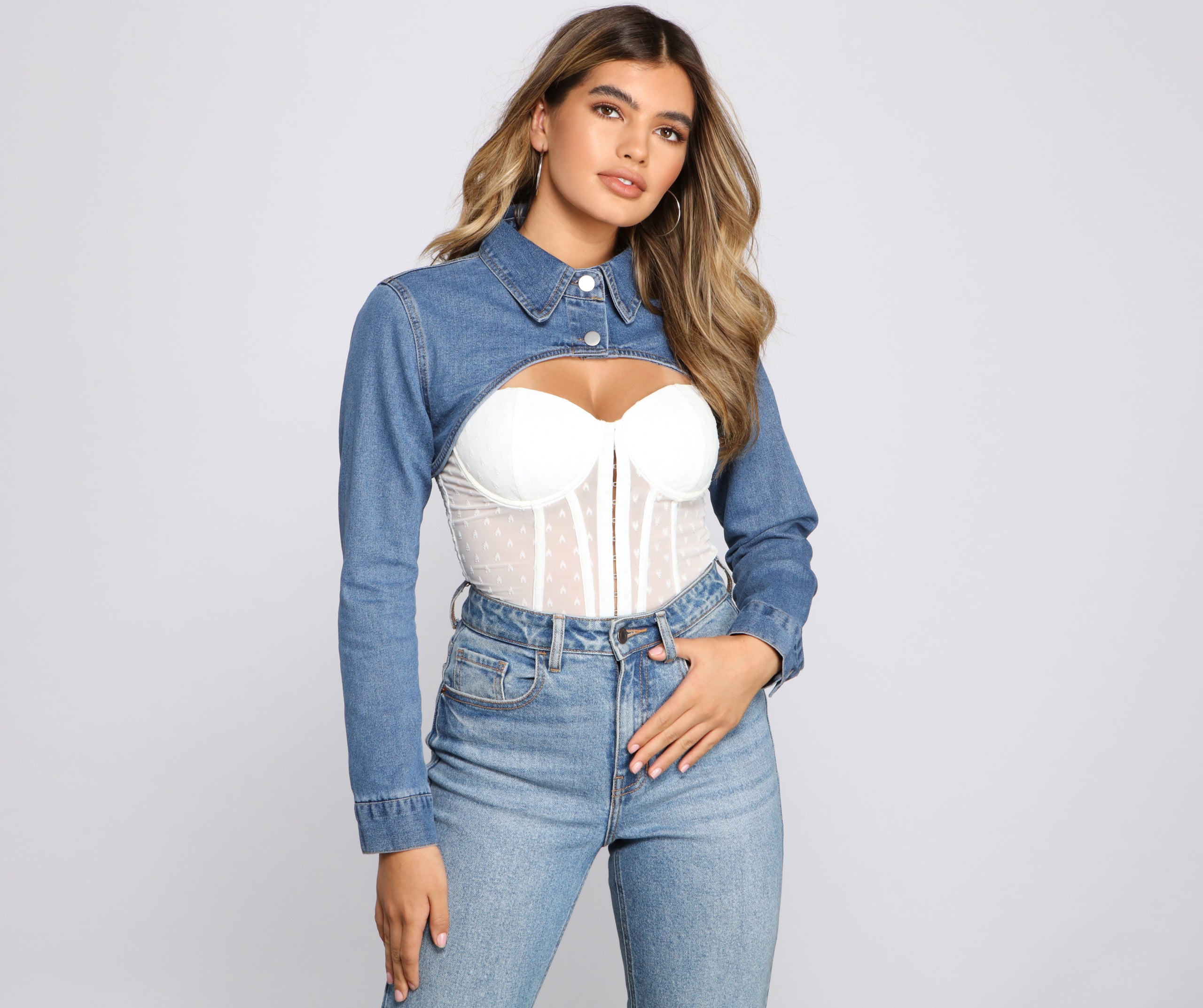 Classic Mood Denim Cropped Topper