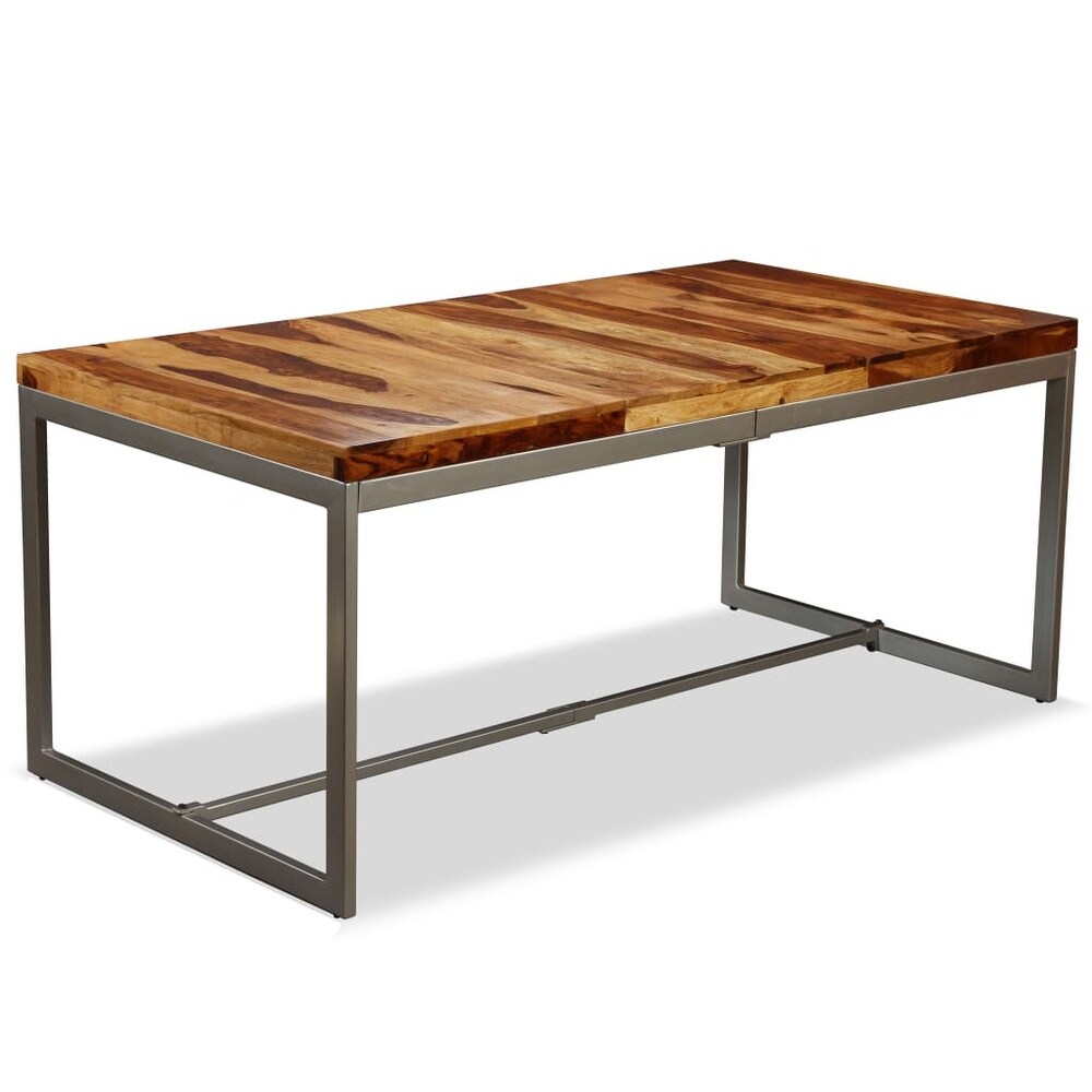 vidaXL Dining Table Solid Sheesham Wood and Steel 70.9\