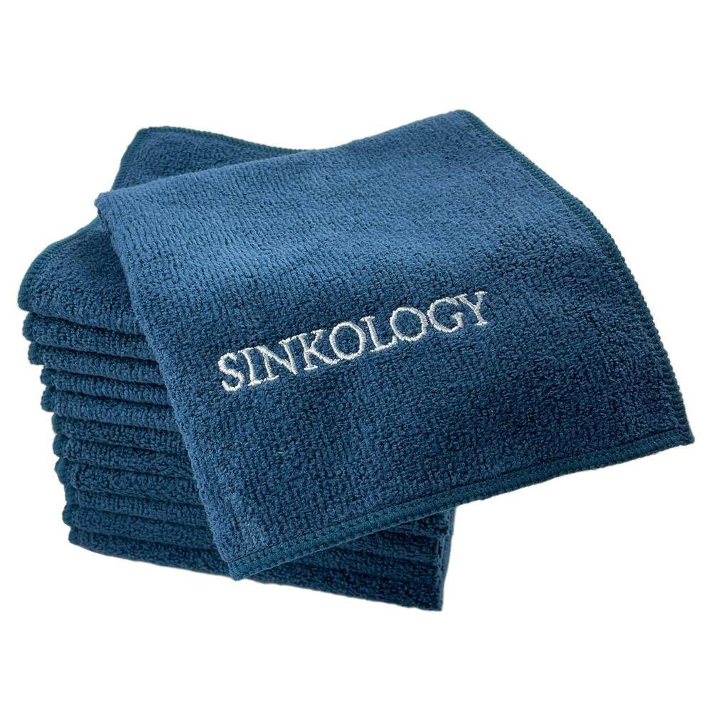 SINKOLOGY SinkSense Microfiber Cleaning Cloth in Navy Blue 12 Pack SMF12-101