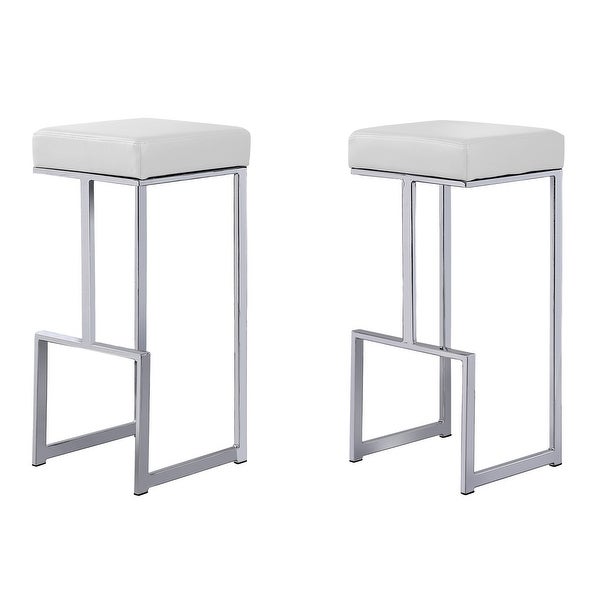 Best Master Furniture Synthetic Leather Silver Bar Stool (Set of 2)