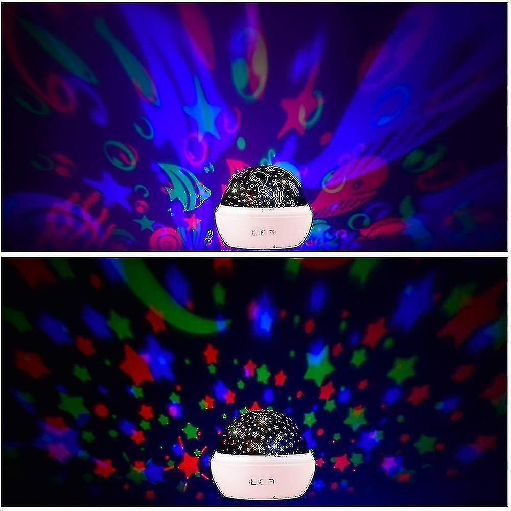 Led Projector Lamp， Starry Sky Baby Night Light 2 In 1 Ocean For Kids(