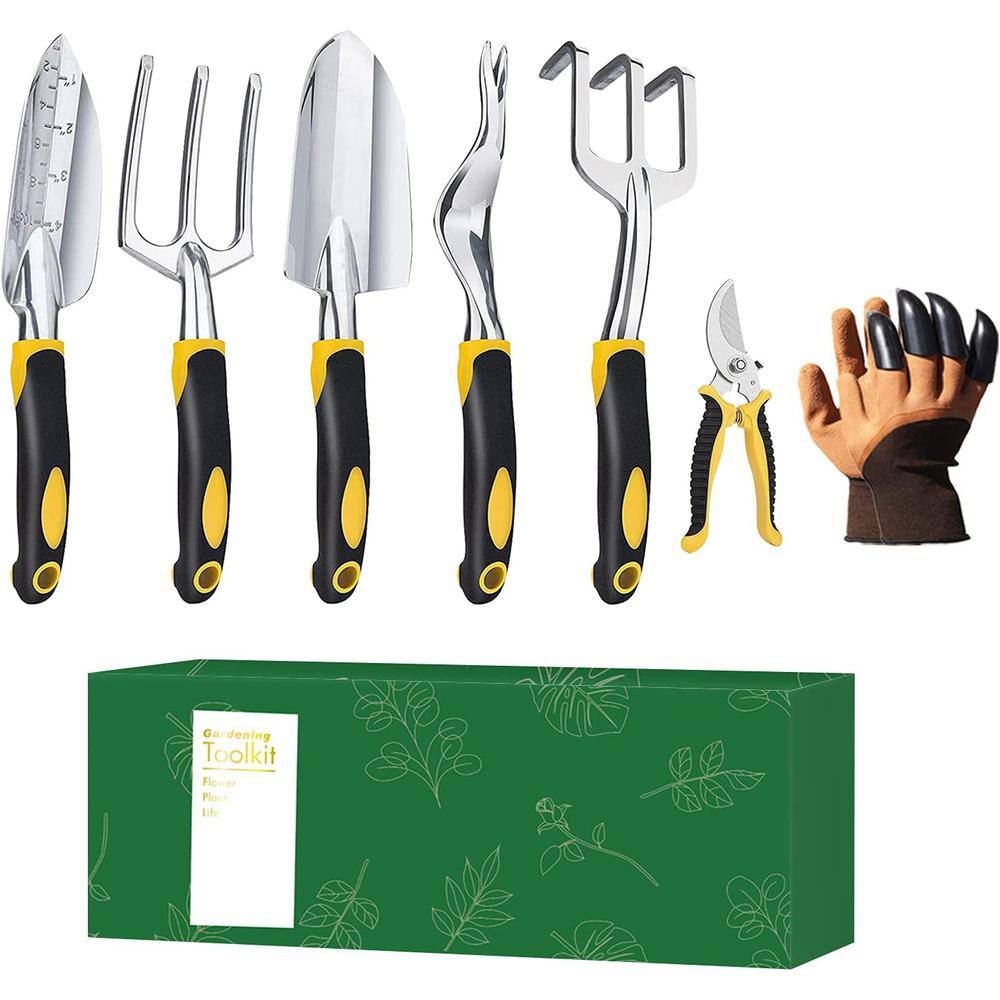 7-Piece Heavy-Duty Gardening Tools with Garden Gloves Garden Tool Set B09BJHJHYX