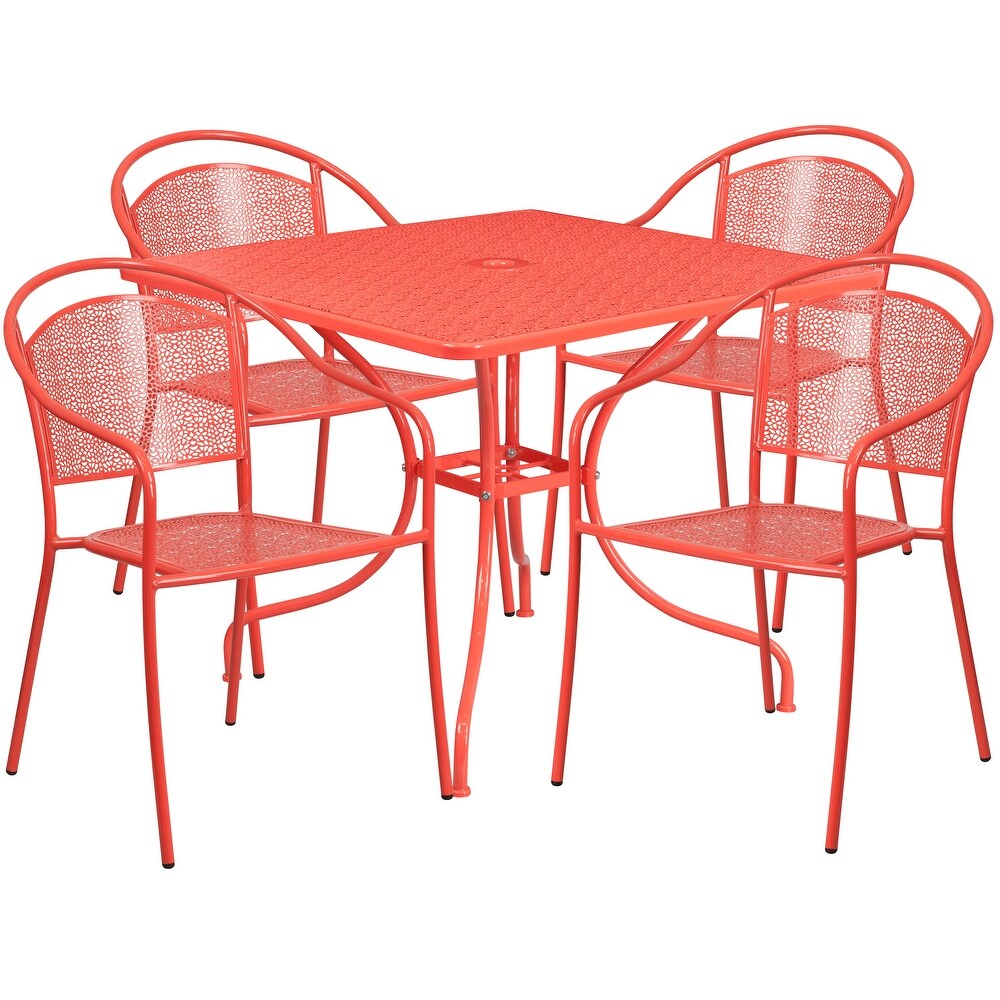 35.5 inch Square 5 piece Indoor/ Outdoor Steel Dining Set