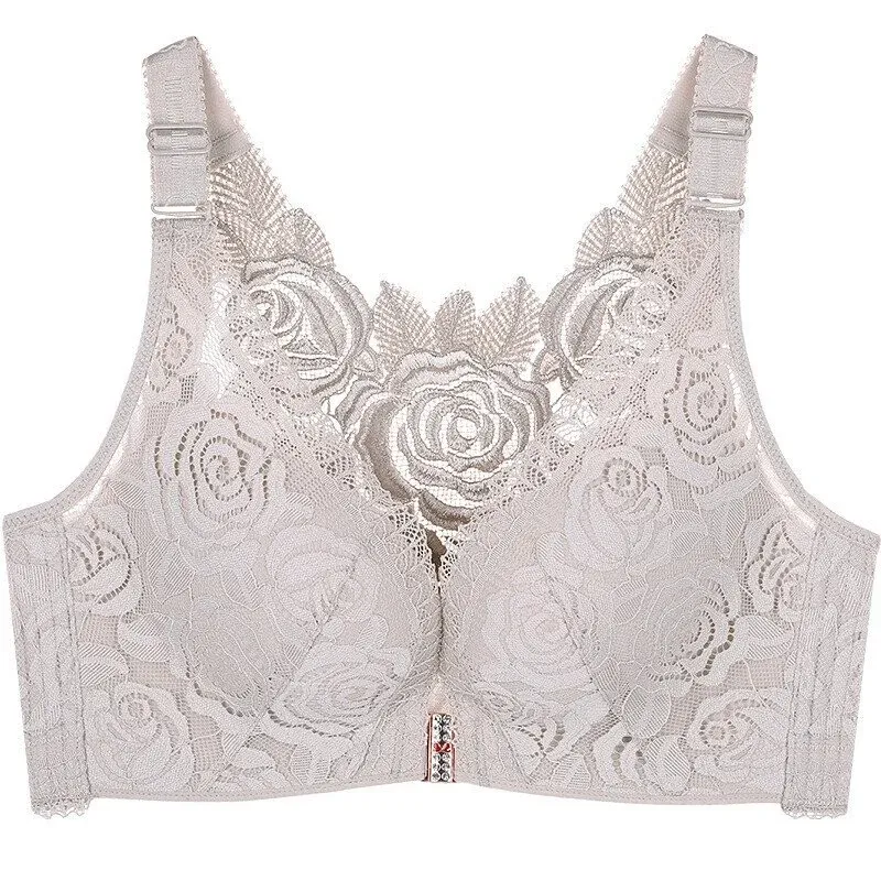 (🔥2022 NEW YEAR PROMOTION🔥) Rose Embroidery Front Closure Wirefr