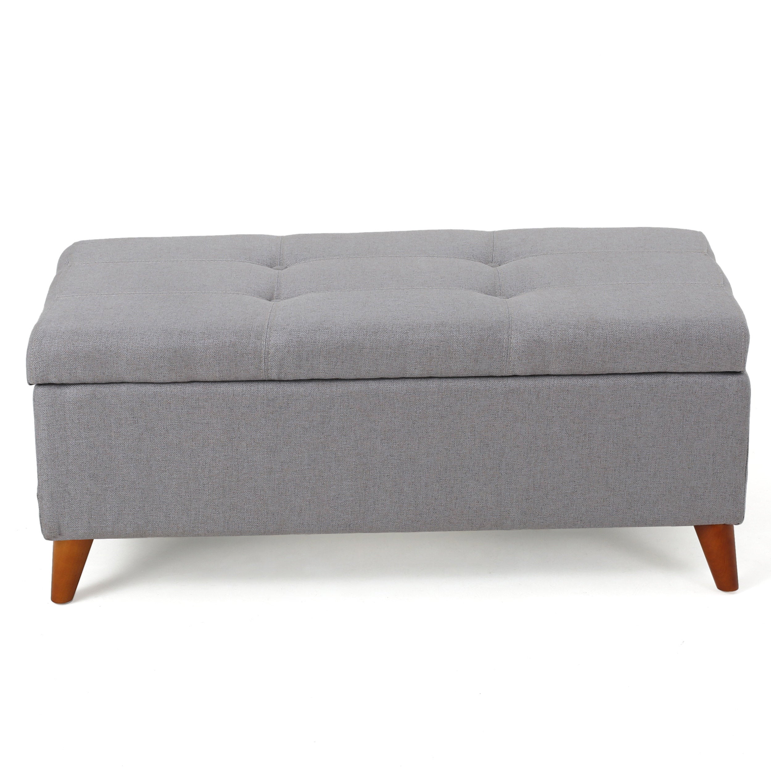 Etoney Mid-Century Modern Button Tufted Fabric Storage Ottoman Bench