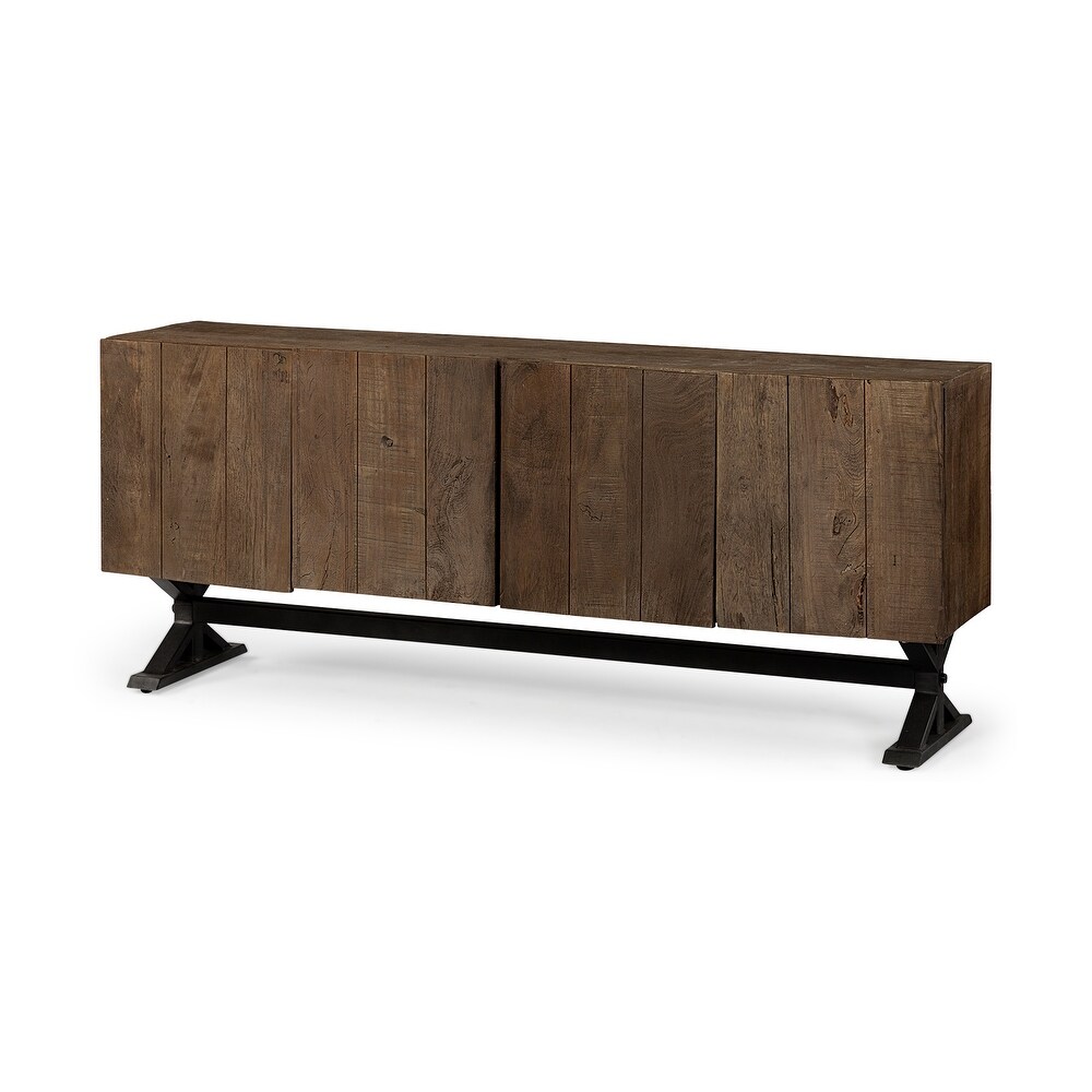 Hollingworth Medium Brown Solid Wood w/Black Iron Base Sideboard   72\