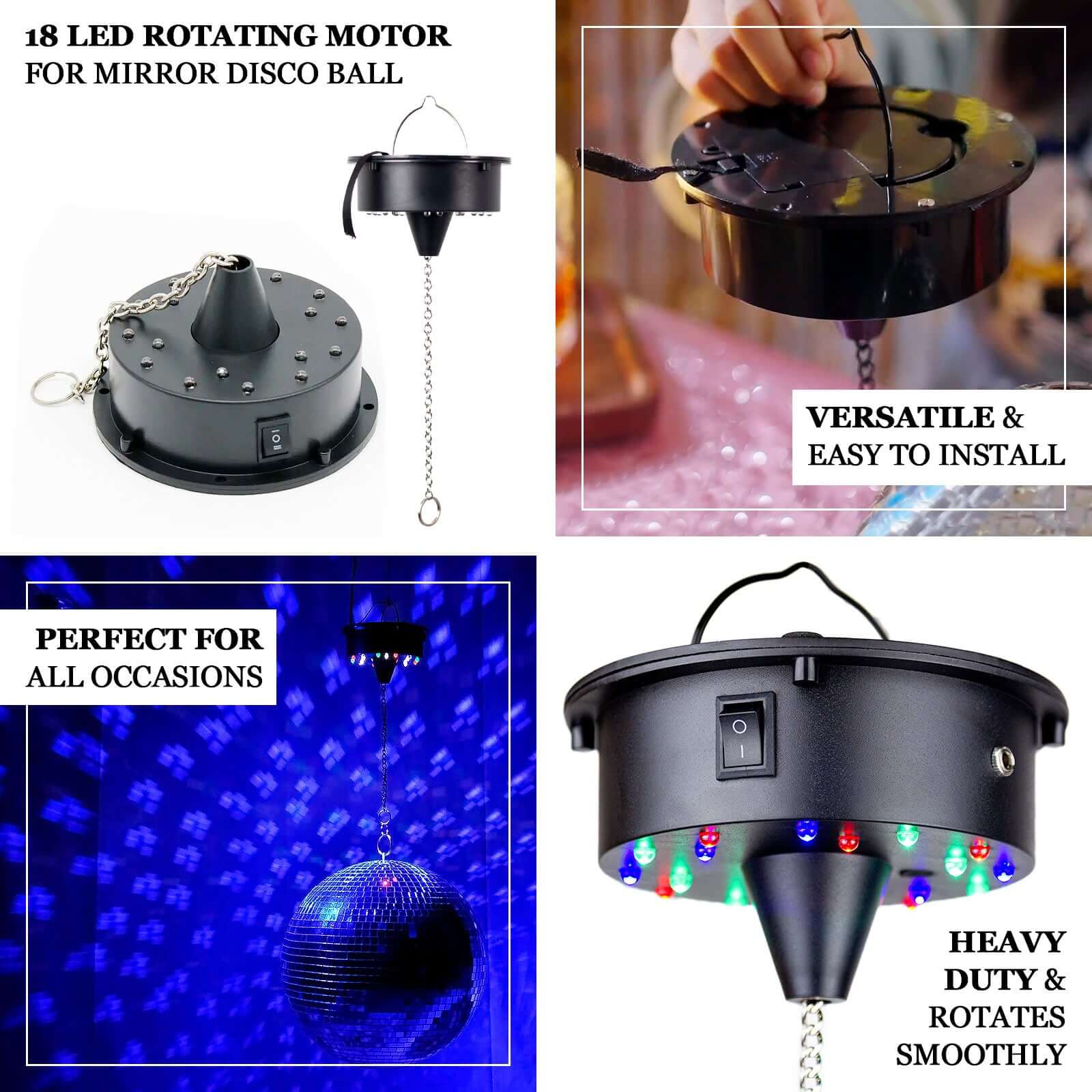 LED Light Rotating Heavy Duty Motor For Hanging Mirror Disco Ball, 5 RPM Battery Operated Motor With 8