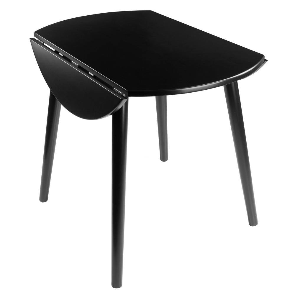 WINSOME WOOD Moreno 36 in. Black Round Drop Leaf Table 20036