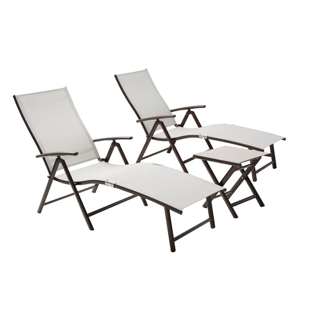 Pellebant Outdoor Adjustable Patio Chaise Lounge Chair and Table Set   N/A