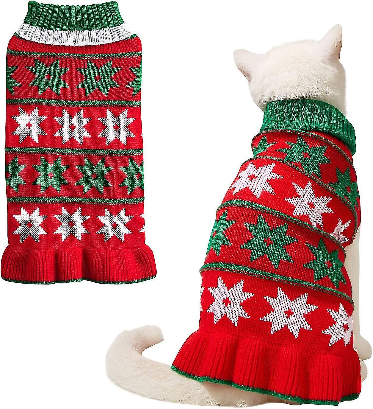 Cat Dog Christmas Outfit Pet Christmas Costume Knitted Pet Christmas Sweater Pet Clothes Puppy Cat W