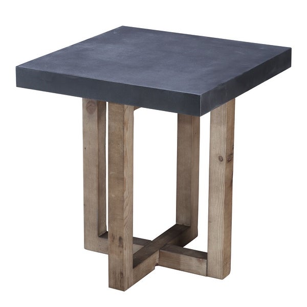 Connexion Decor Haerford Reclaimed Pine Wood End Table in Cement/Natural