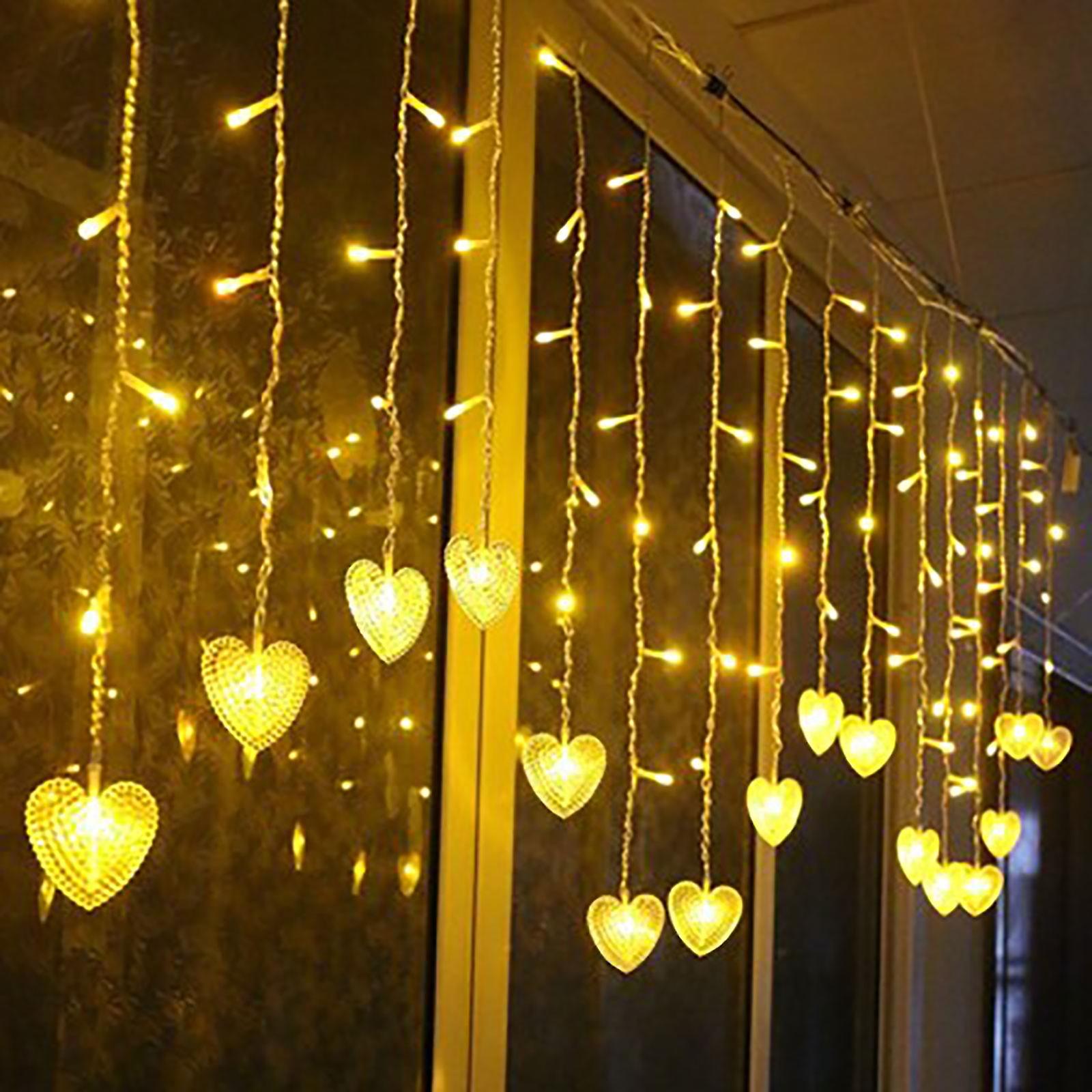 3.5/5m Led Curtain String Lights Us Plug Power Fairy Lights Festoon Year Garland Led Lights Christmas Valentines Decoration