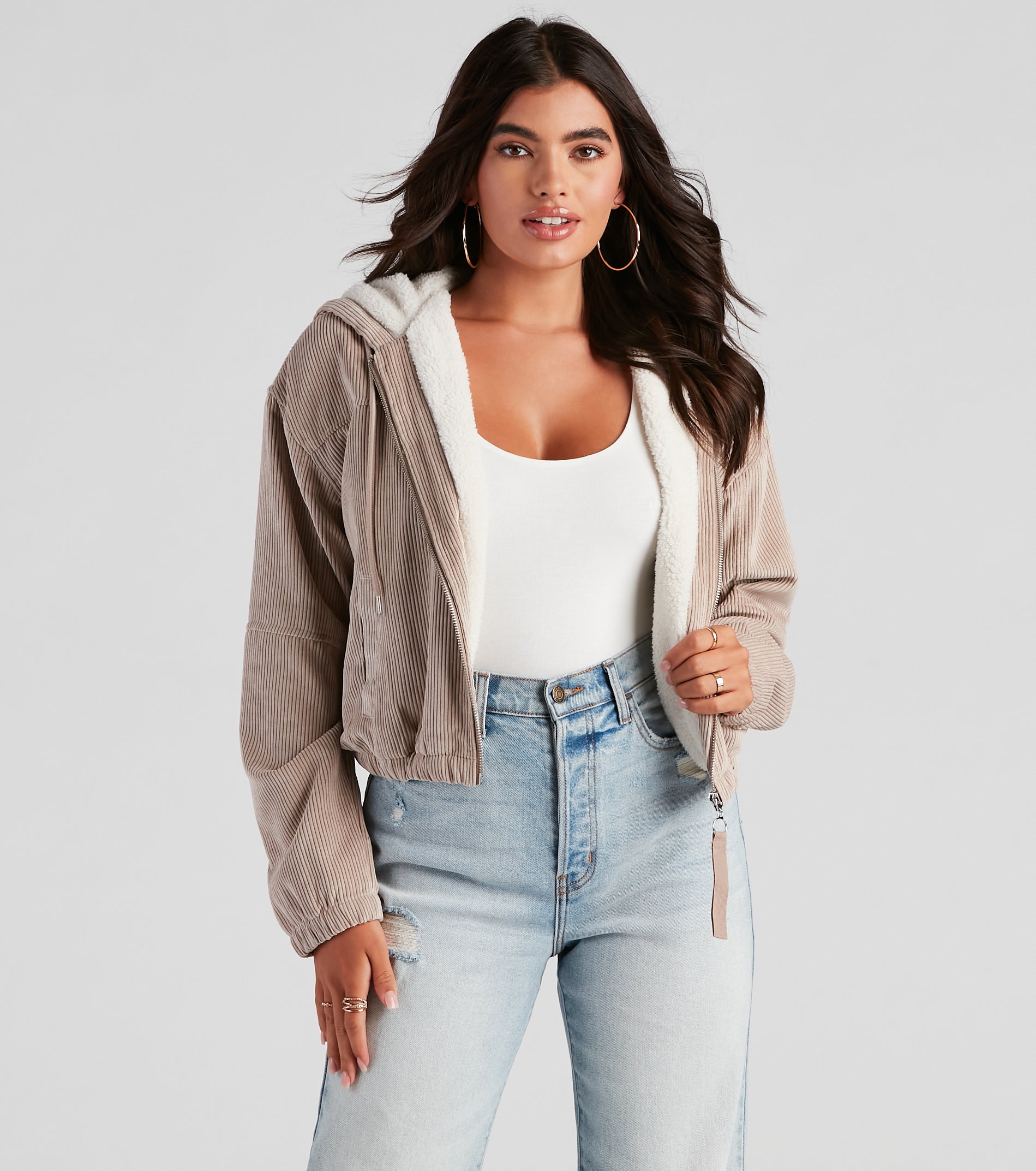 Corduroy Cutie Cropped Sherpa Jacket