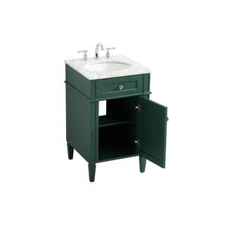 Simply Living 21 in. W x 21.5 in. D x 35 in. H Bath Vanity in Green with Carrara White Marble Top SL37563GN